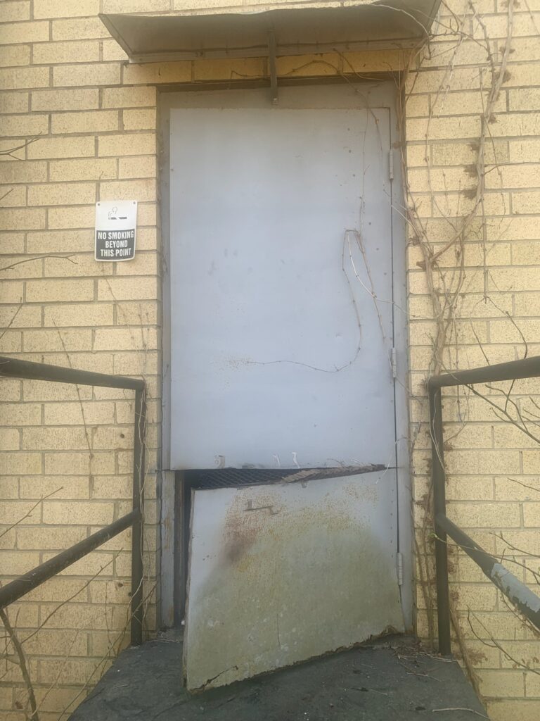 Door cut by grinder